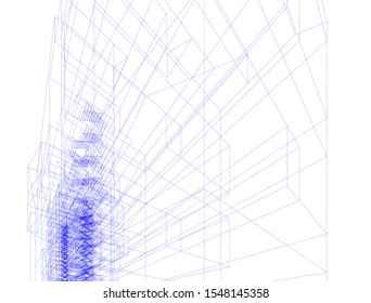 architecture building, vector 3d illustration 