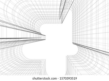 architecture building vector 3d illustration 