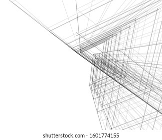 architecture building, vector 3d illustration 
