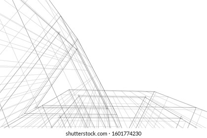 architecture building, vector 3d illustration 