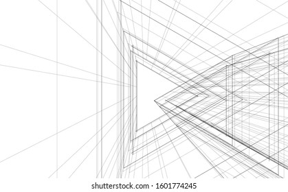 architecture building, vector 3d illustration 