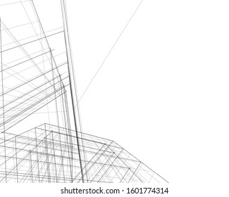 architecture building, vector 3d illustration 
