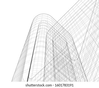 architecture building, vector 3d illustration 