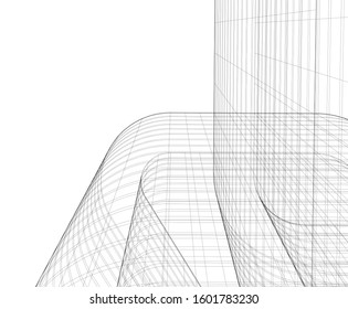 architecture building, vector 3d illustration 