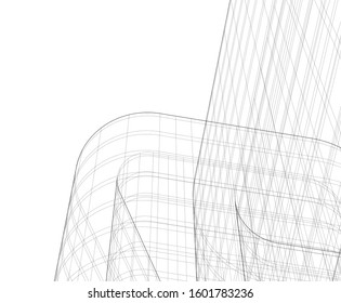architecture building, vector 3d illustration 