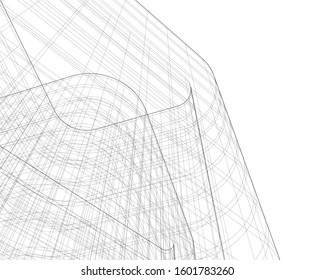 architecture building, vector 3d illustration 