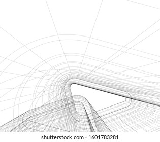 architecture building, vector 3d illustration 