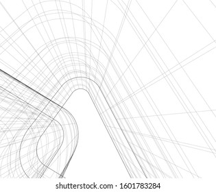 architecture building, vector 3d illustration 