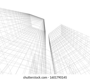 architecture building, vector 3d illustration 