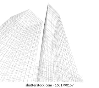 architecture building, vector 3d illustration 