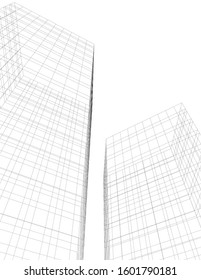 architecture building, vector 3d illustration 
