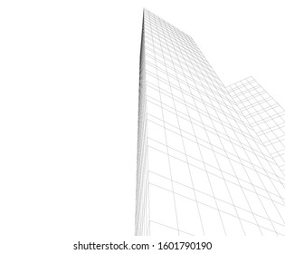 architecture building, vector 3d illustration 