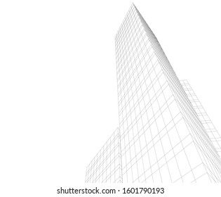 architecture building, vector 3d illustration 