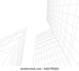 architecture building, vector 3d illustration 