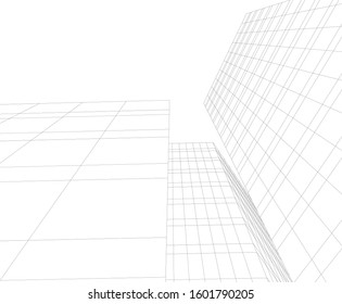 architecture building, vector 3d illustration 