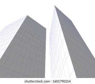 architecture building, vector 3d illustration 