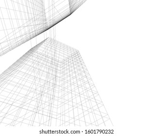architecture building, vector 3d illustration 