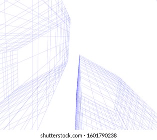 architecture building, vector 3d illustration 