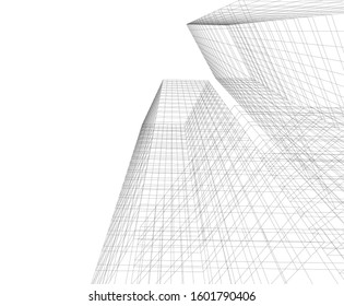 architecture building, vector 3d illustration 