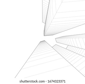 Vektorillustration 3D-Illustration des Architekturbaus 