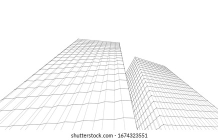 Vektorillustration 3D-Illustration des Architekturbaus 