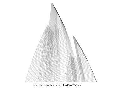 architecture building vector 3d illustration 