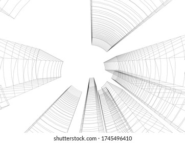 architecture building vector 3d illustration 