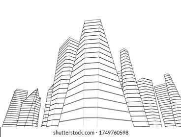 architecture building vector 3d illustration 