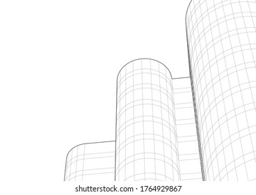 ilustración 3d del vector de construcción de arquitectura 