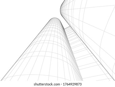 Architektur-Gebäude, Vektorgrafik 3D 