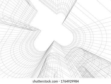 architecture building vector 3d illustration 