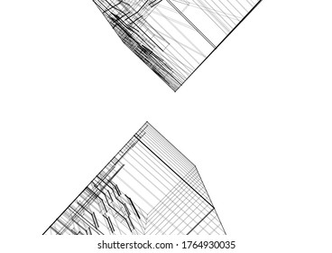ilustración 3d del vector de construcción de arquitectura 
