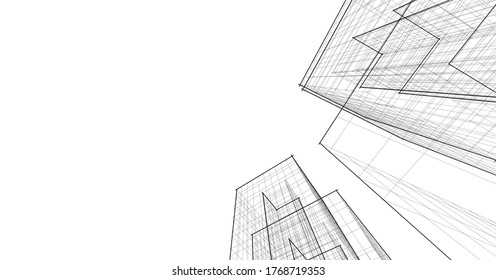 Architektur-Gebäude, Vektorgrafik 3D 