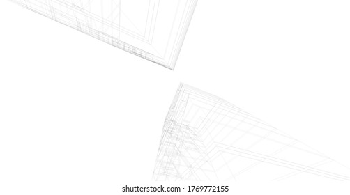 ilustración 3d del vector de construcción de arquitectura 