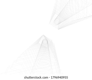 ilustración 3d del vector de construcción de arquitectura 