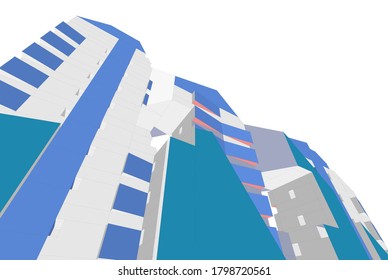ilustración 3d del vector de construcción de arquitectura 