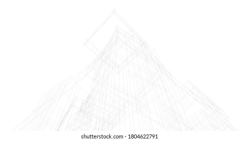 ilustración 3d del vector de construcción de arquitectura 