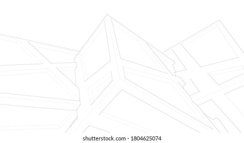 Architektur-Gebäude, Vektorgrafik 3D 