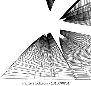 Architektur-Gebäude, Vektorgrafik 3D 