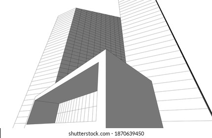 Architektur-Gebäude, Vektorgrafik 3D