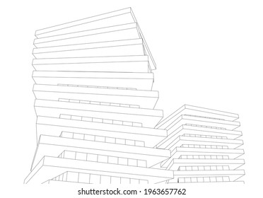 Architecture building vector 3d illustration