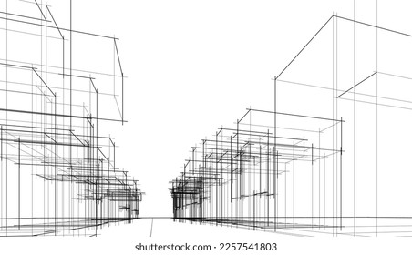 Architecture building vector 3d illustration