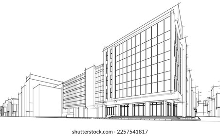 Architecture building vector 3d illustration