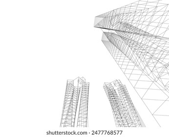 arquitectura edificio Vector ilustración 3d