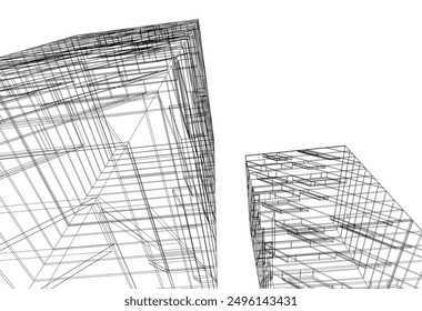 Ilustración 3D del Vector del edificio de la arquitectura