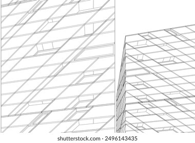 Ilustración 3D del Vector del edificio de la arquitectura