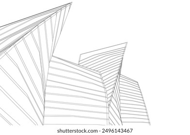Ilustración 3D del Vector del edificio de la arquitectura