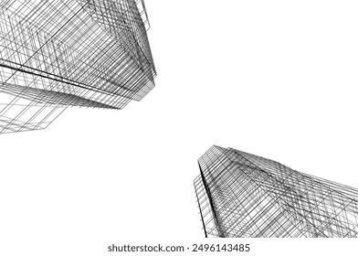 Ilustración 3D del Vector del edificio de la arquitectura
