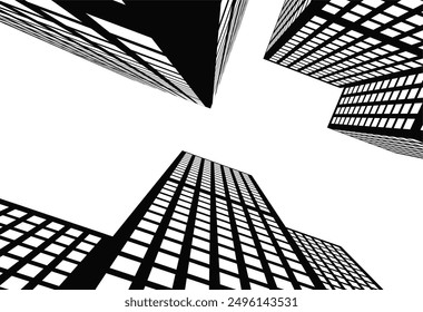 Ilustración 3D del Vector del edificio de la arquitectura