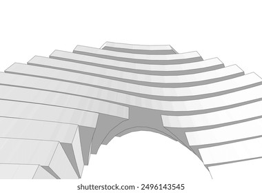 Ilustración 3D del Vector del edificio de la arquitectura